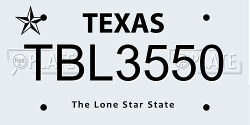 TBL3550 Texas License Plate