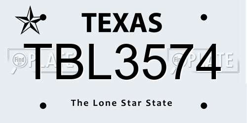 TBL3574 Texas License Plate