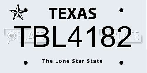 TBL4182 Texas License Plate