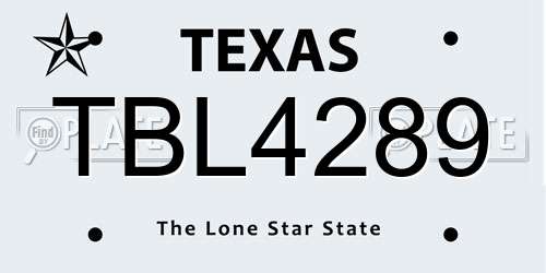 TBL4289 Texas License Plate