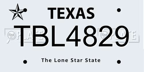 TBL4829 Texas License Plate