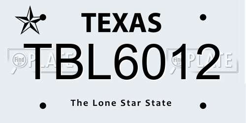 TBL6012 Texas License Plate