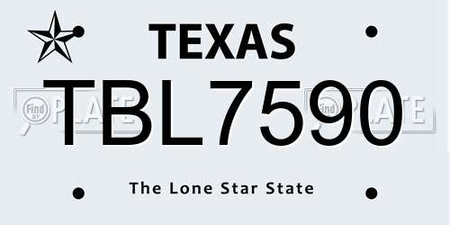 TBL7590 Texas License Plate