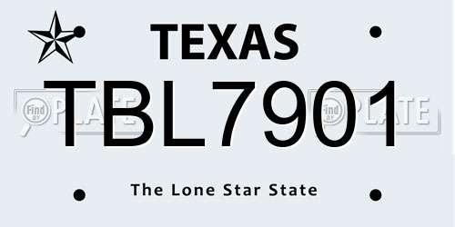 TBL7901 Texas License Plate