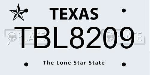 TBL8209 Texas License Plate