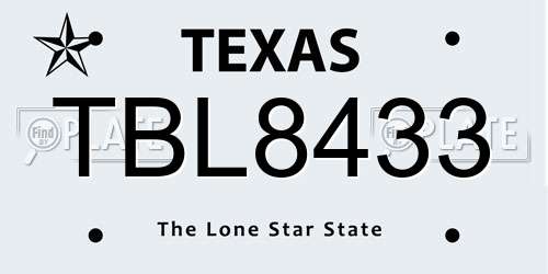 TBL8433 Texas License Plate