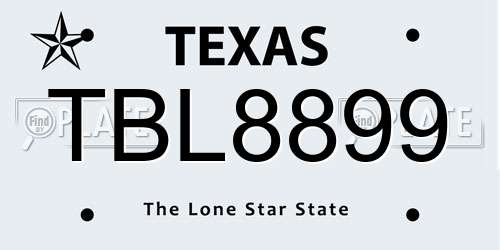 TBL8899 Texas License Plate