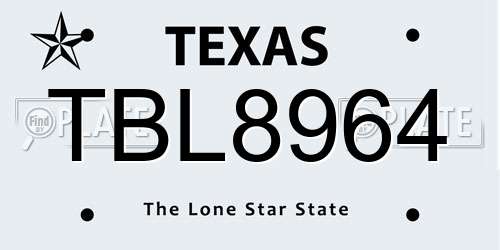TBL8964 Texas License Plate