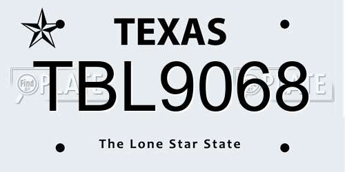 TBL9068 Texas License Plate