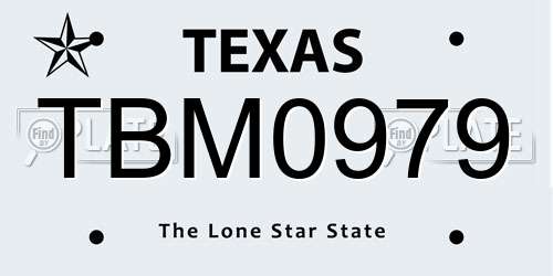 TBM0979 Texas License Plate