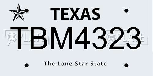 TBM4323 Texas License Plate