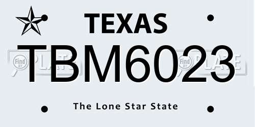 TBM6023 Texas License Plate
