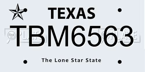 TBM6563 Texas License Plate