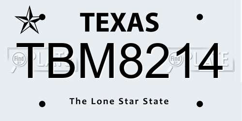 TBM8214 Texas License Plate