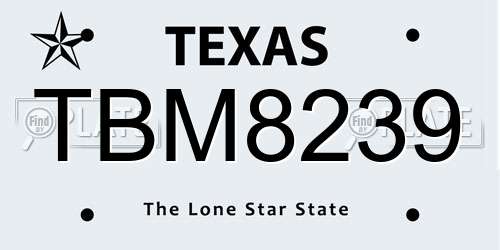 TBM8239 Texas License Plate