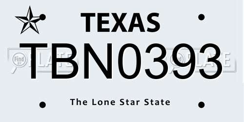 TBN0393 Texas License Plate