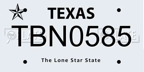 TBN0585 Texas License Plate