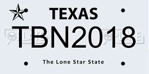 TBN2018 Texas License Plate
