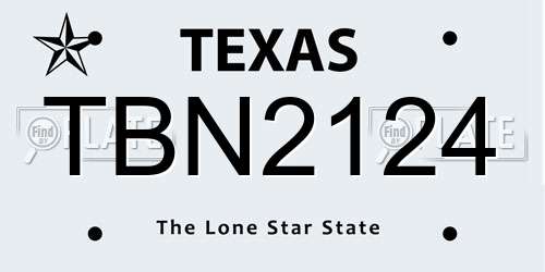 TBN2124 Texas License Plate