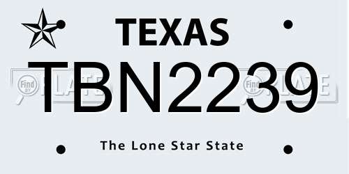 TBN2239 Texas License Plate