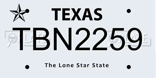 TBN2259 Texas License Plate