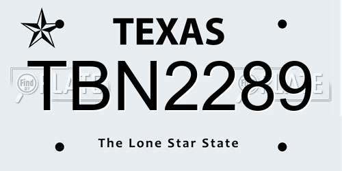 TBN2289 Texas License Plate