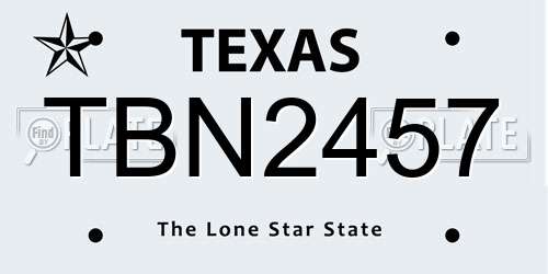 TBN2457 Texas License Plate