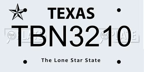 TBN3210 Texas License Plate