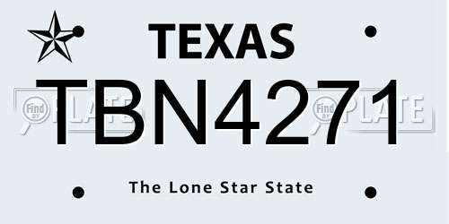 TBN4271 Texas License Plate
