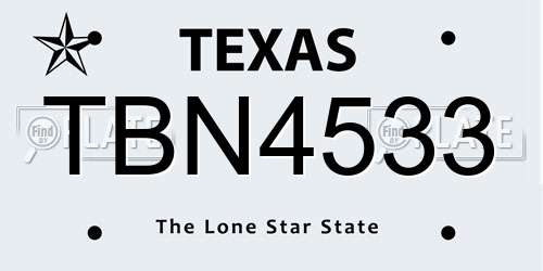 TBN4533 Texas License Plate