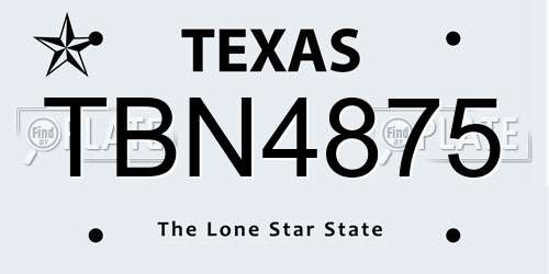 TBN4875 Texas License Plate