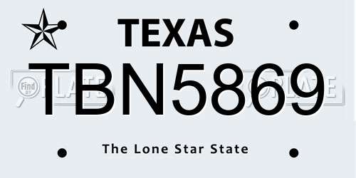 TBN5869 Texas License Plate