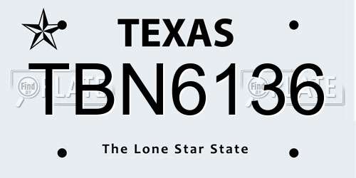 TBN6136 Texas License Plate