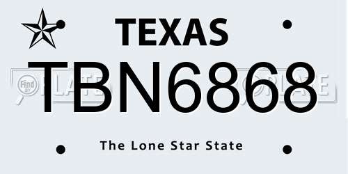 TBN6868 Texas License Plate