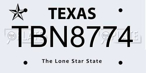 TBN8774 Texas License Plate