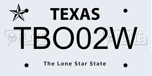 TBO02W Texas License Plate