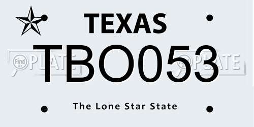 TBO053 Texas License Plate