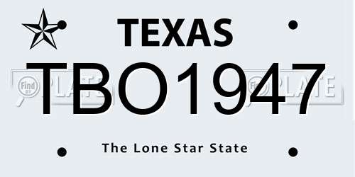 TBO1947 Texas License Plate