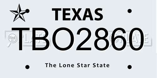 TBO2860 Texas License Plate