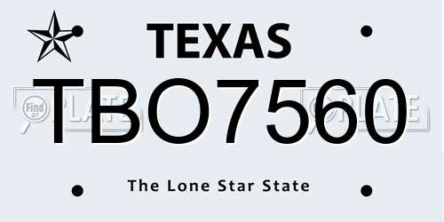 TBO7560 Texas License Plate