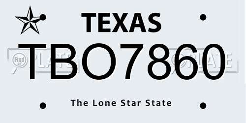 TBO7860 Texas License Plate