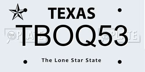 TBOQ53 Texas License Plate