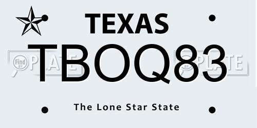 TBOQ83 Texas License Plate
