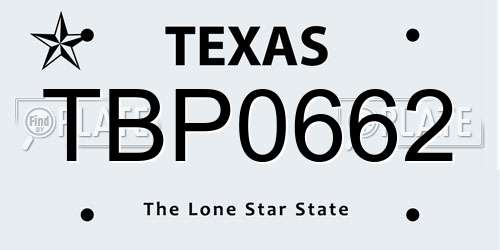 TBP0662 Texas License Plate