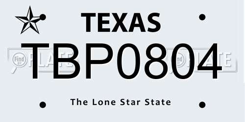 TBP0804 Texas License Plate