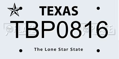 TBP0816 Texas License Plate