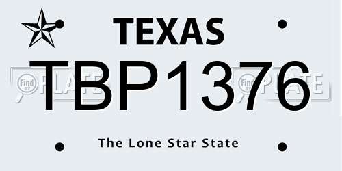 TBP1376 Texas License Plate
