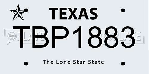 TBP1883 Texas License Plate