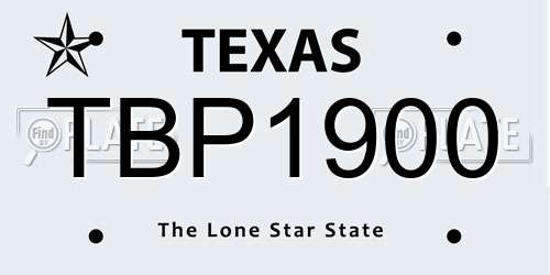 TBP1900 Texas License Plate