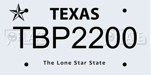 TBP2200 Texas License Plate